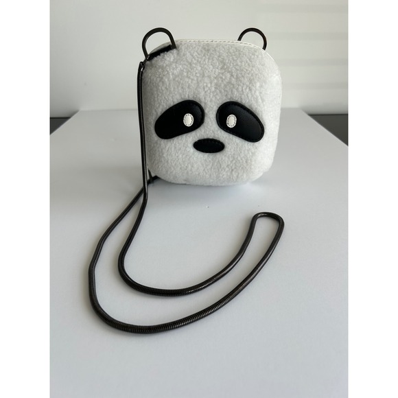 Topshop Handbags - Topshop Panda Faux Shearling Crossbody Bag White Black Sherpa Snake Chain‎ Strap